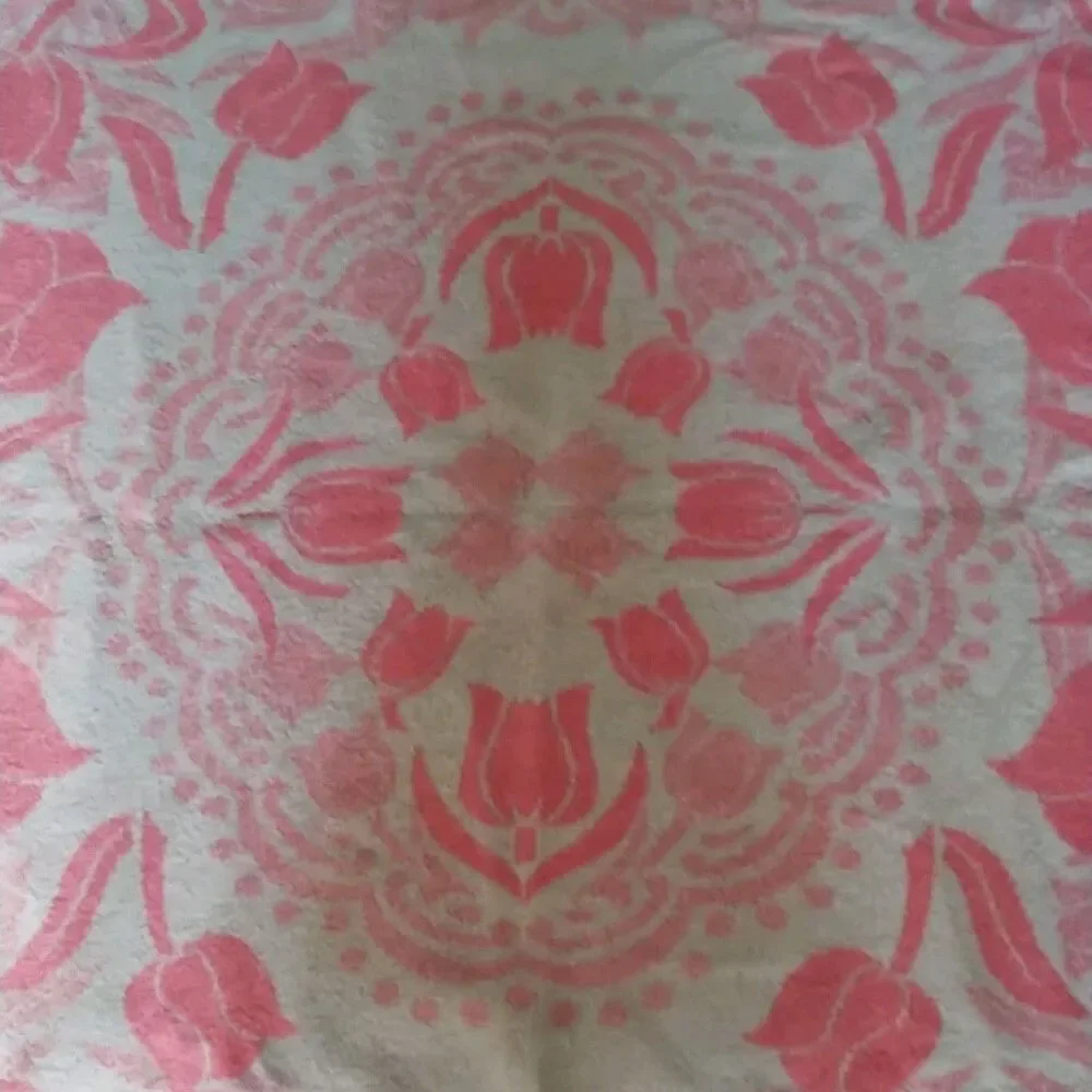 Vtg ORR HEALTH All Wool Blanket Holland Tulip Pink Reversible USA 69x79 *READ